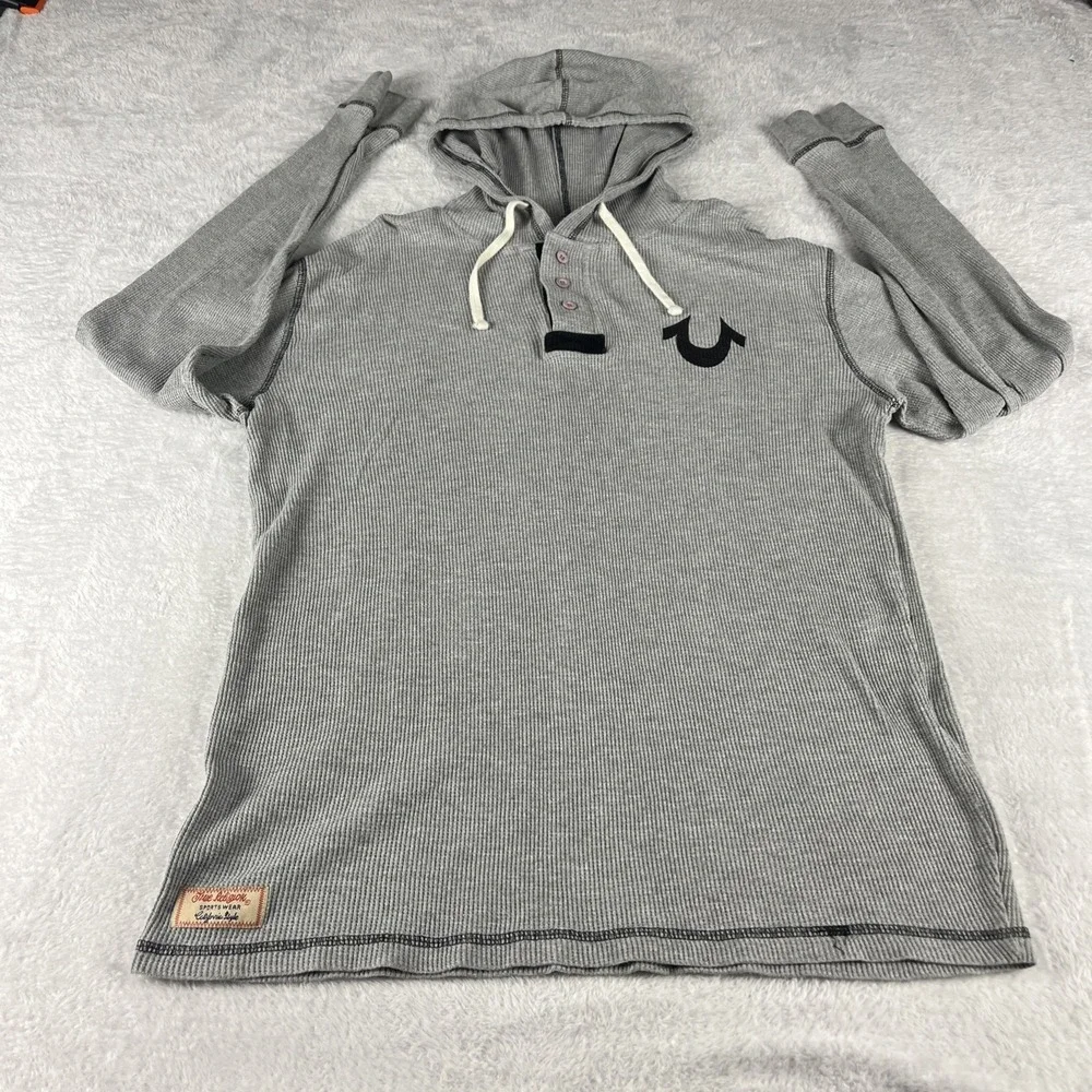 True Religion Hoodie Men's‎ Medium Gray Full Zip Sweatshirt